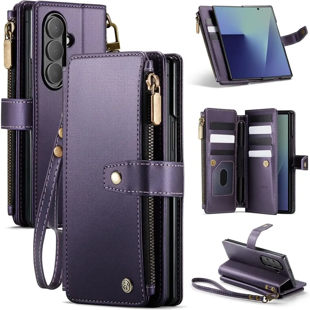 Galaxy Z Fold 7 Wallet Case with Card Holder, Purple, 20F-207PH007